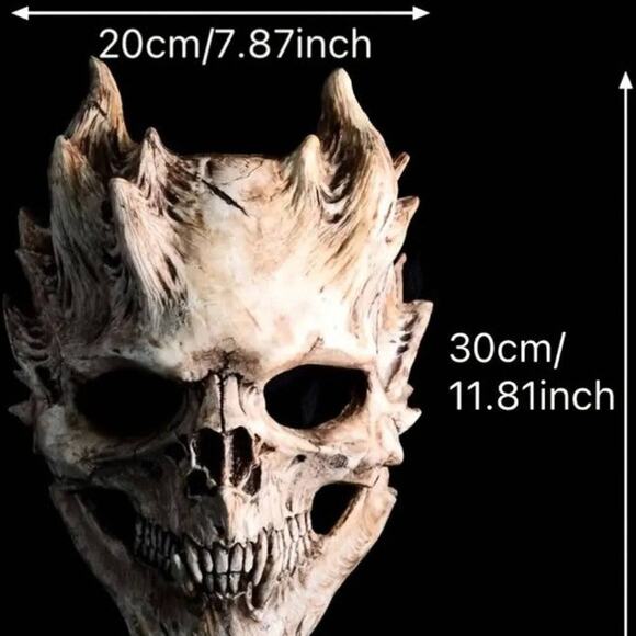 Skeleton Skull Demon Warrior Ghost Halloween Grim Reaper Horror Mask - NEW - Picture 2 of 5
